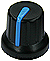Gałka  N-4TPE-U wskaźnik niebieski oś 6mm molet.
