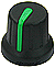Gałka  N-4TPE-U znacznik zielony oś 6mm molet.