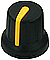 Gałka  N-4TPE-U znacznik żółty oś 6mm molet.